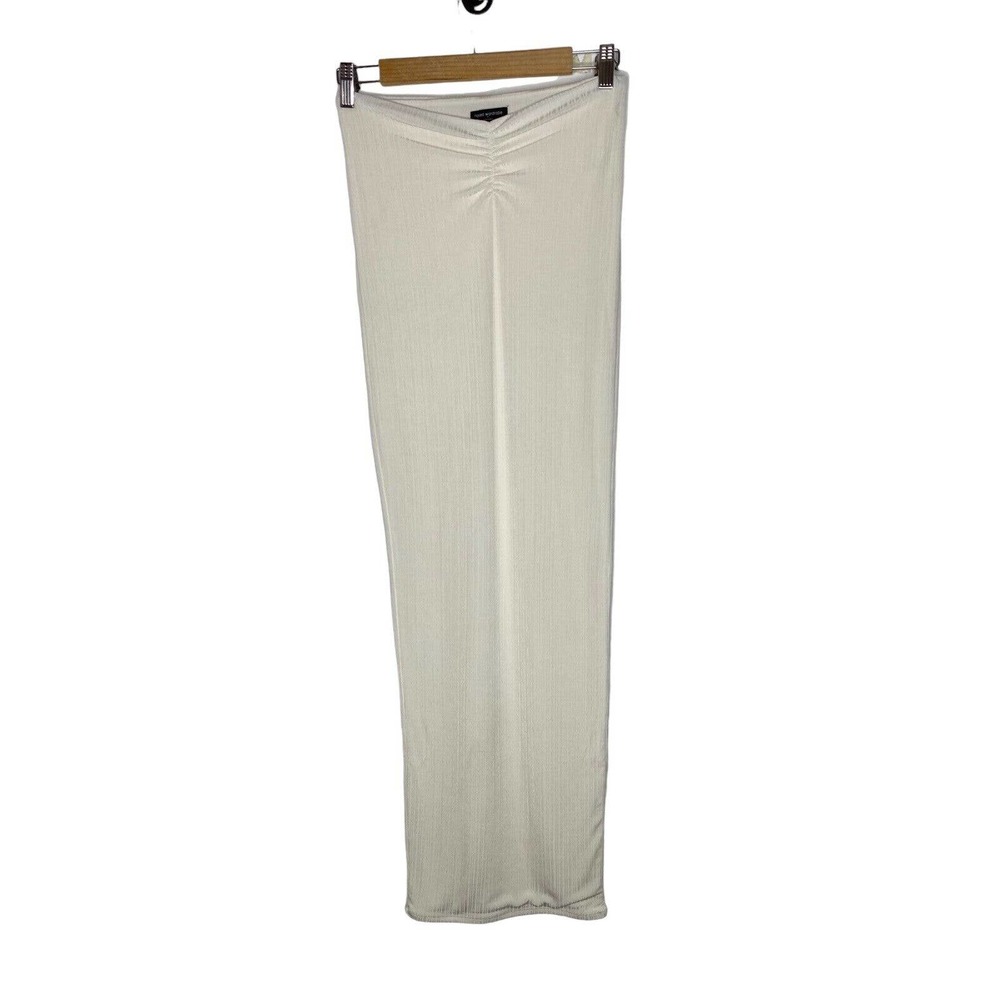 Naked Wardrobe Womens Strapless Dress Medium Bodycon Lined‎ Midi Ivory